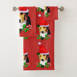Niedlicher Beagle Weihnachten Badhandtuch Set