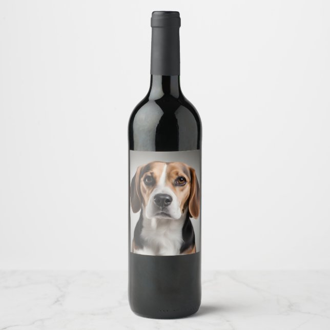Niedlicher Beagle Weinetikett (Vorderseite)