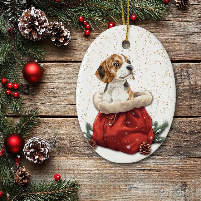 Niedlicher Beagle Welpe Hund Weihnachtsgeschenk Ta Keramik Ornament (Von Creator hochgeladen)