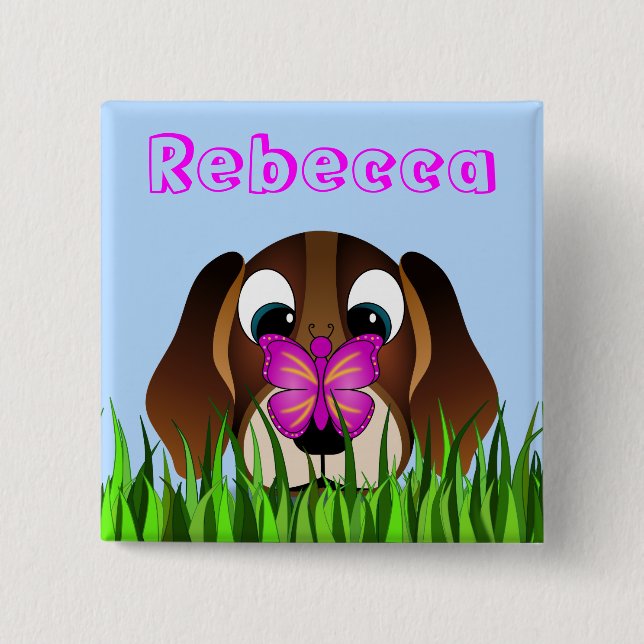 Niedlicher Beagle-Welpen-Hunde-und Button (Vorderseite)