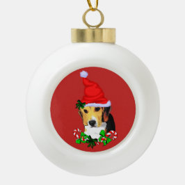 Niedlicher Beagle Welpen Weihnachten Keramik Kugel-Ornament