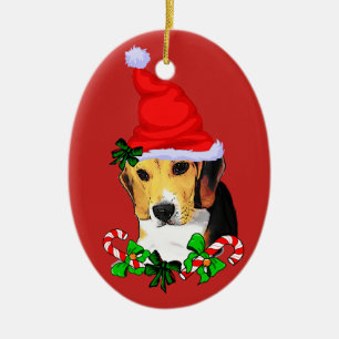 Niedlicher Beagle Welpen Weihnachten Keramik Ornament
