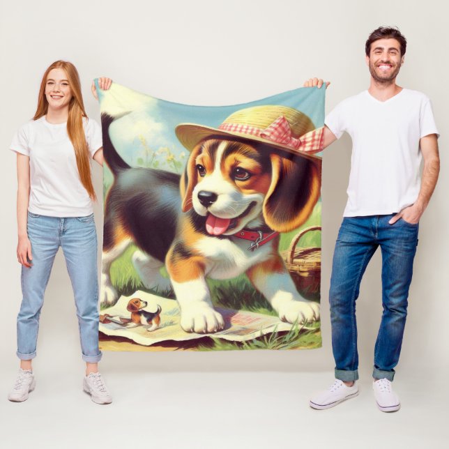 Niedlicher Beagle Welpenmalerei Fleecedecke (Beispiel)