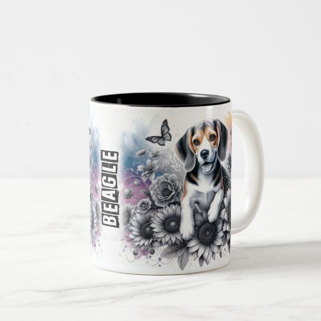 Niedlicher Beagle Zweifarbige Tasse (VorderseiteRechts)