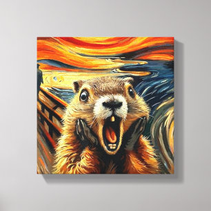 Niedlicher beängstigender Groundhog und Sonnentag  Leinwanddruck