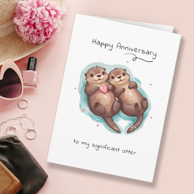 Niedlicher bedeutender Jahrestag des Tierpsons Karte (Cute Significant Otter Animal Punny Anniversary Card)
