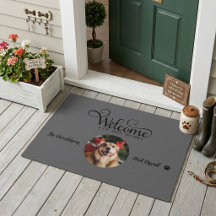 Niedlicher Begrüßhhund Foto Fibre Doormat