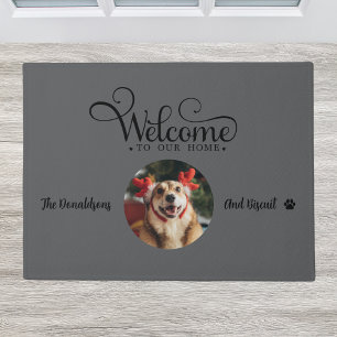 Niedlicher Begrüßhhund Foto Fibre Doormat Fußmatte