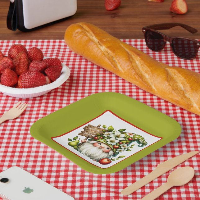 Niedlicher Begrüßungsgarten Party Gnome Pappteller (Picknick)