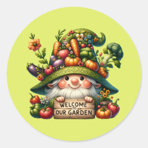 Niedlicher Begrüßungsgarten Runder Aufkleber