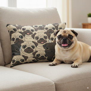 Niedlicher Beige-Cartoon-Mops-Hund nahtlos Dekokissen