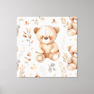 Niedlicher Beige-Kinderbär Leinwanddruck