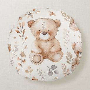 Niedlicher Beige-Kinderbär Rundes Kissen