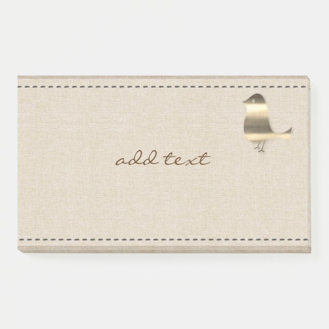Niedlicher Beitrag in Style mit goldbrauner Leinwa Post-it Klebezettel (Vorderseite)