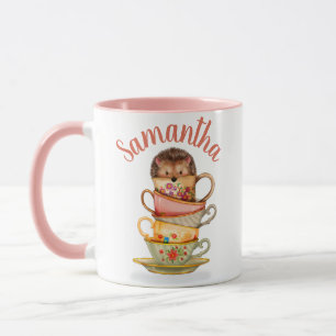 Niedlicher benutzerdefinierter Igel und bunte Teet Tasse