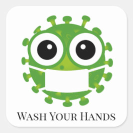 Niedlicher benutzerdefinierter Text-Grüner Virus-K Quadratischer Aufkleber