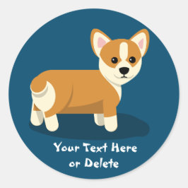 Niedlicher benutzerdefinierter Text Happy Tan Corg Runder Aufkleber
