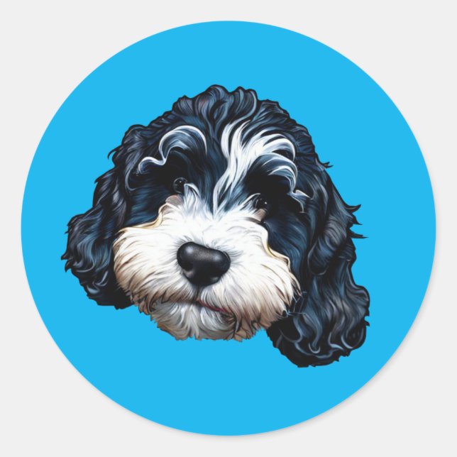 Niedlicher Bernedoodle Classic Round Sticker (Vorderseite)