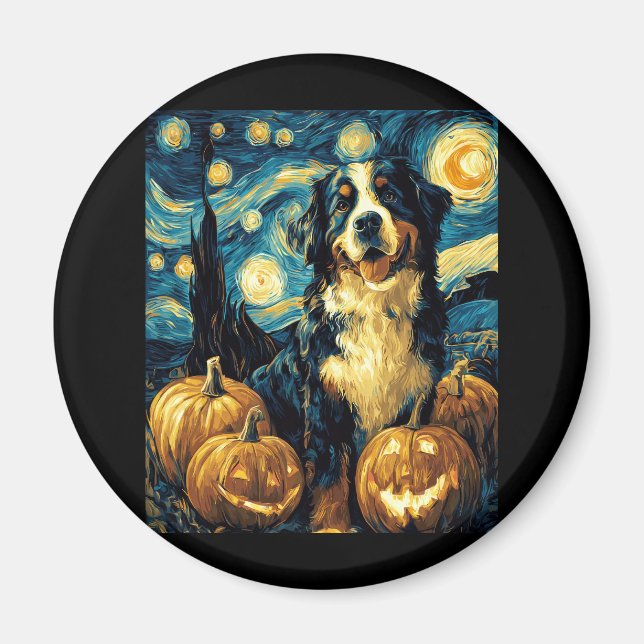 Niedlicher Berner Hund Halloween Kürbislaterne Magnet (Vorne)