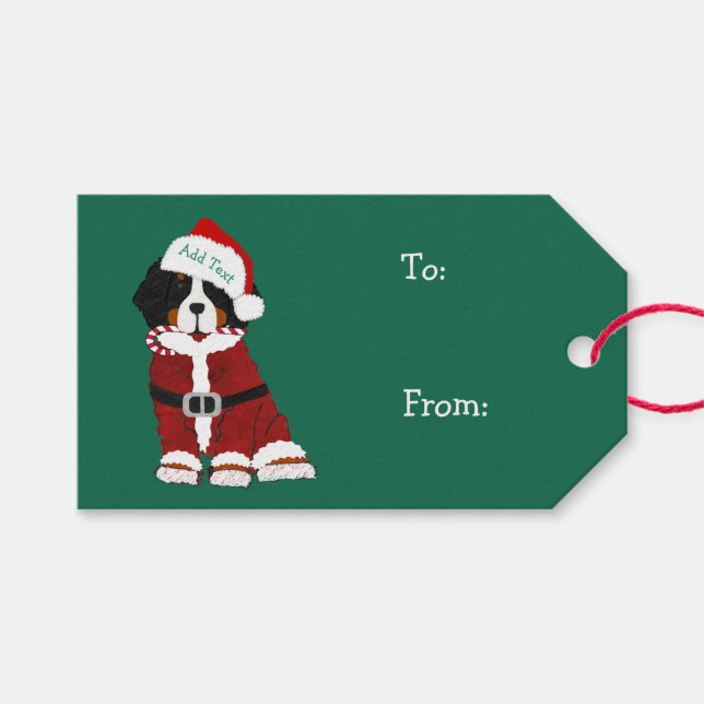 Niedlicher Berner Hund Santa Paws Geschenkanhänger (Vorderseite (Horizontal))