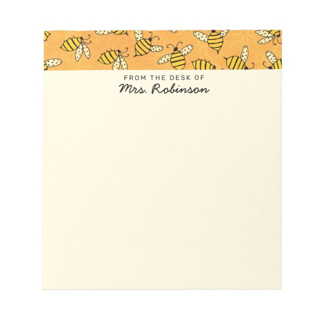 Niedlicher, beschäftigter Bienenlehrer vom Schreib Notizblock (Vorderseite)