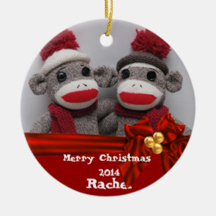 NIEDLICHER BESTE FREUNDIN Socken-Affe-RUNDE Keramik Ornament