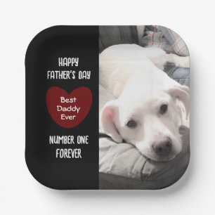Niedlicher bester Daddy je Welpe Hund Rotes Herz 1 Pappteller