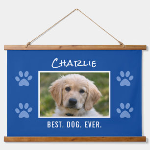 Niedlicher bester Hund je Personalisierter Text, b Wandteppich Mit Holzrahmen
