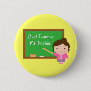Niedlicher bester Lehrer und Chalkboard Personalis Button