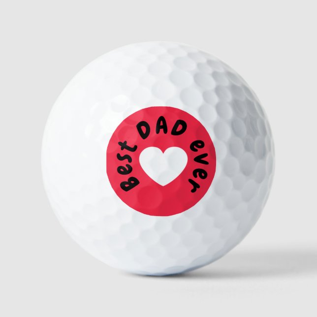 Niedlicher bester Vater je Liebe des Roten und Wei Golfball (Vorderseite)