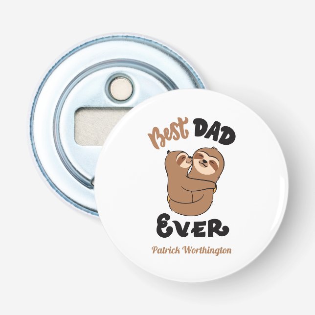 Niedlicher bester Vater je Sloth Flaschenöffner (Vorderseite)