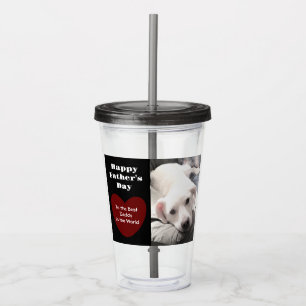 Niedlicher bester Vater je Welpe Hund Red Heart 1 Acryltrinkbecher