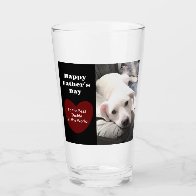 Niedlicher bester Vater je Welpe Hund Red Heart 1  Glas (Vorderseite)