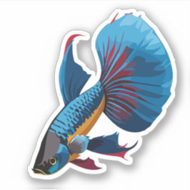 Niedlicher Beta-Fisch-Cartoon Aufkleber