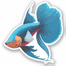 Niedlicher Beta-Fisch-Cartoon Aufkleber