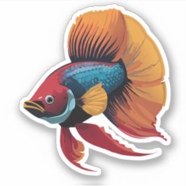 Niedlicher Beta-Fisch-Cartoon Aufkleber