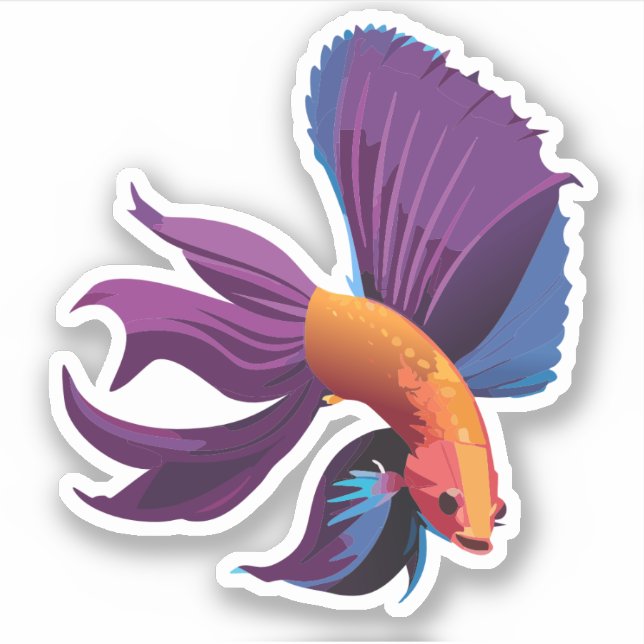 Niedlicher Beta-Fisch-Cartoon Aufkleber (Vorderseite)