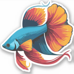 Niedlicher Beta-Fisch-Cartoon Aufkleber