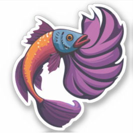 Niedlicher Beta-Fisch-Cartoon Aufkleber