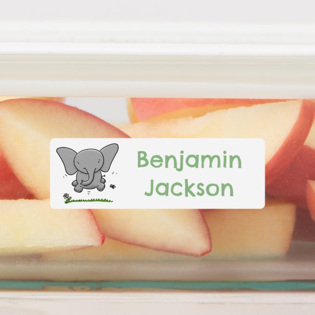 Niedlicher bewundernswerter Elefant Cartoon person Etiketten (Befestigt)