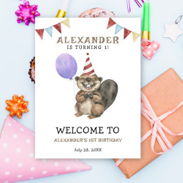 Niedlicher Biber 1. Geburtstag Poster