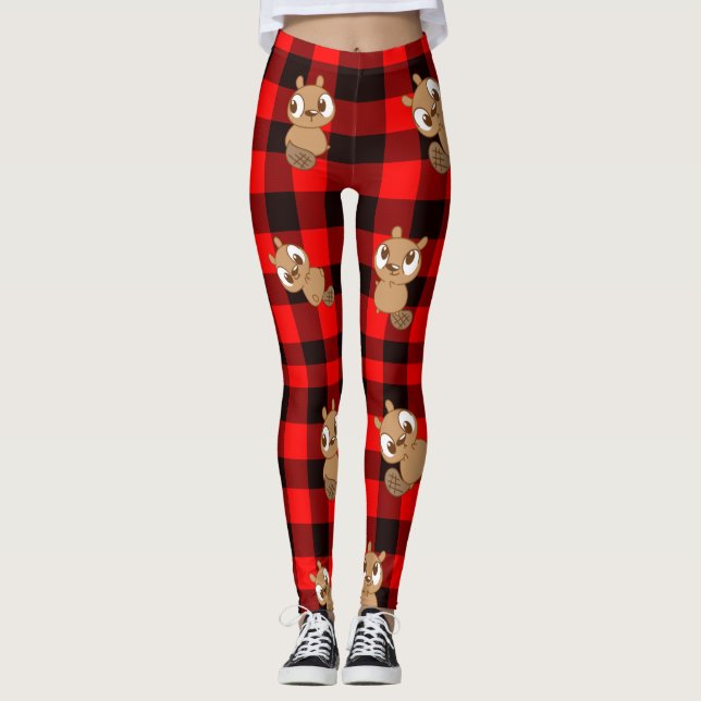 Niedlicher Biber auf Flannel Leggings (Vorderseite)