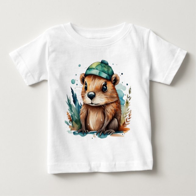 Niedlicher Biber Baby T-shirt (Vorderseite)