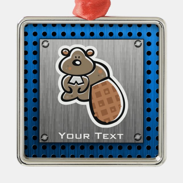 Niedlicher Biber; Metall-Blick Ornament Aus Metall (Vorne)