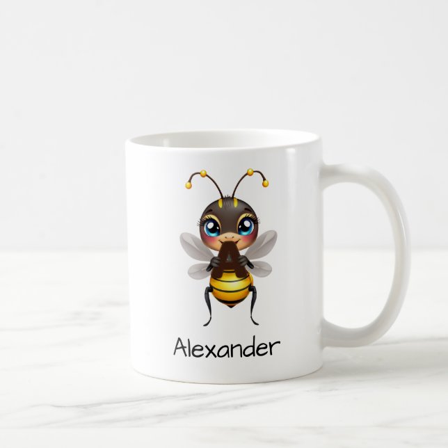 Niedlicher Bienenholzbrief A Kaffeetasse (Rechts)