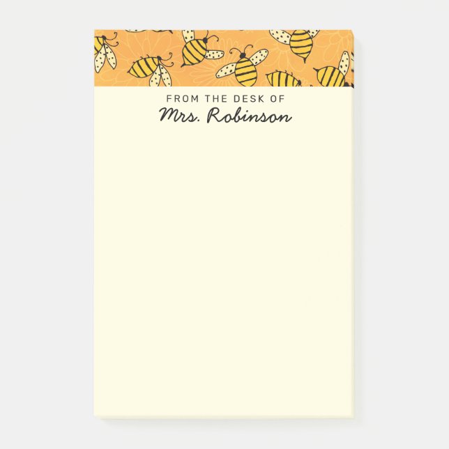 Niedlicher Bienenlehrer aus dem Büro 4x6 Post-it Klebezettel (Vorderseite)