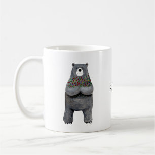 Niedlicher Big Bär mit Blume Individuelle Name Li Kaffeetasse