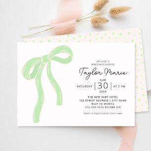 Niedlicher Big Bow   Neutrale Babydusche Einladung