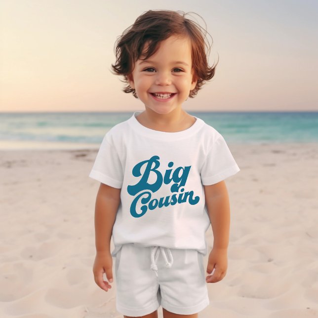Niedlicher Big Cousin | Ocean Blue Matching Family Baby T-shirt (Von Creator hochgeladen)