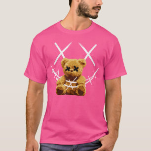 Niedlicher Big Teddy Bär mit Barbed-Wire-Face-Läch T-Shirt